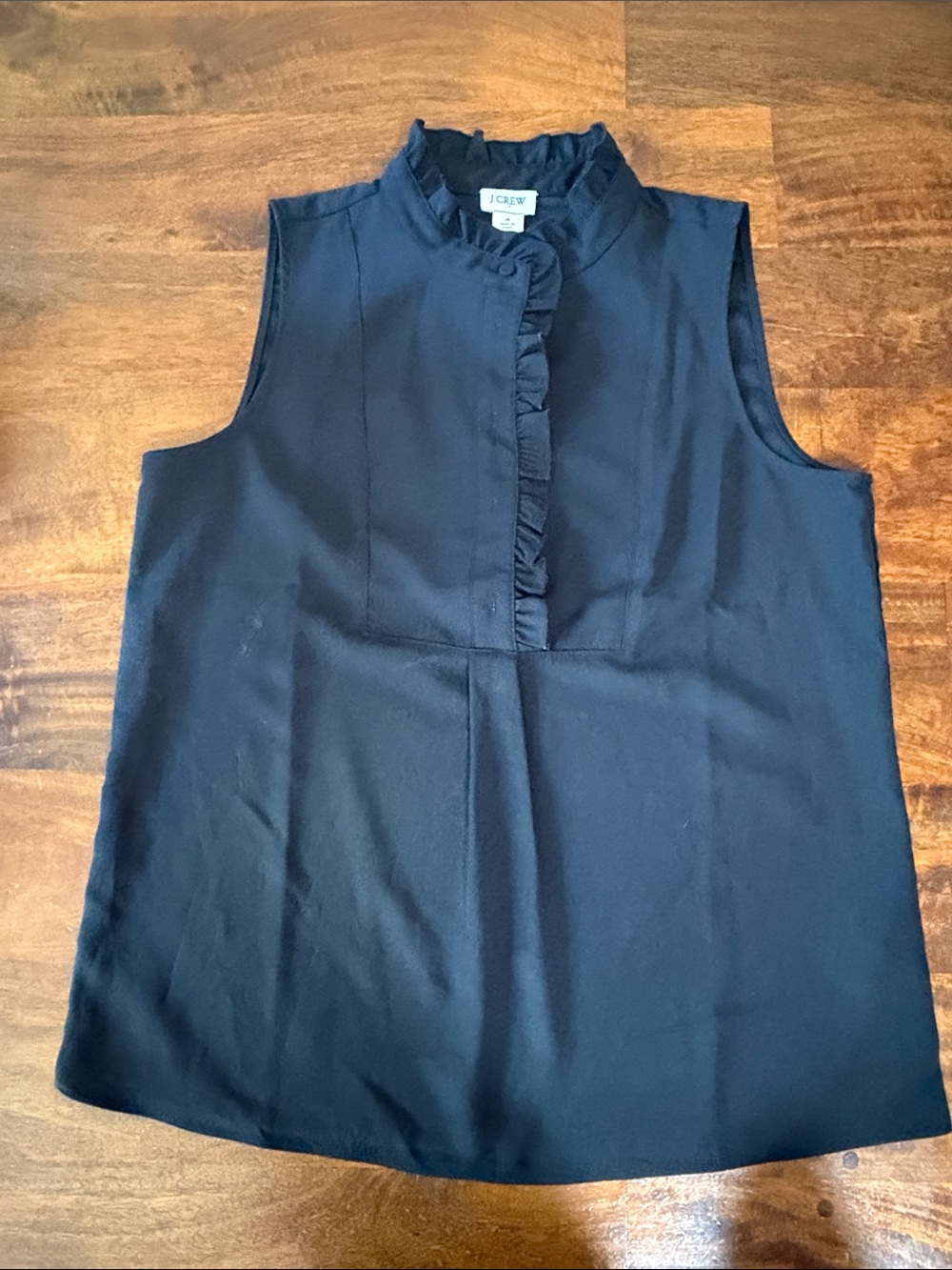 J. Crew Black Ruffle-Trim Sleeveless Shell Top
